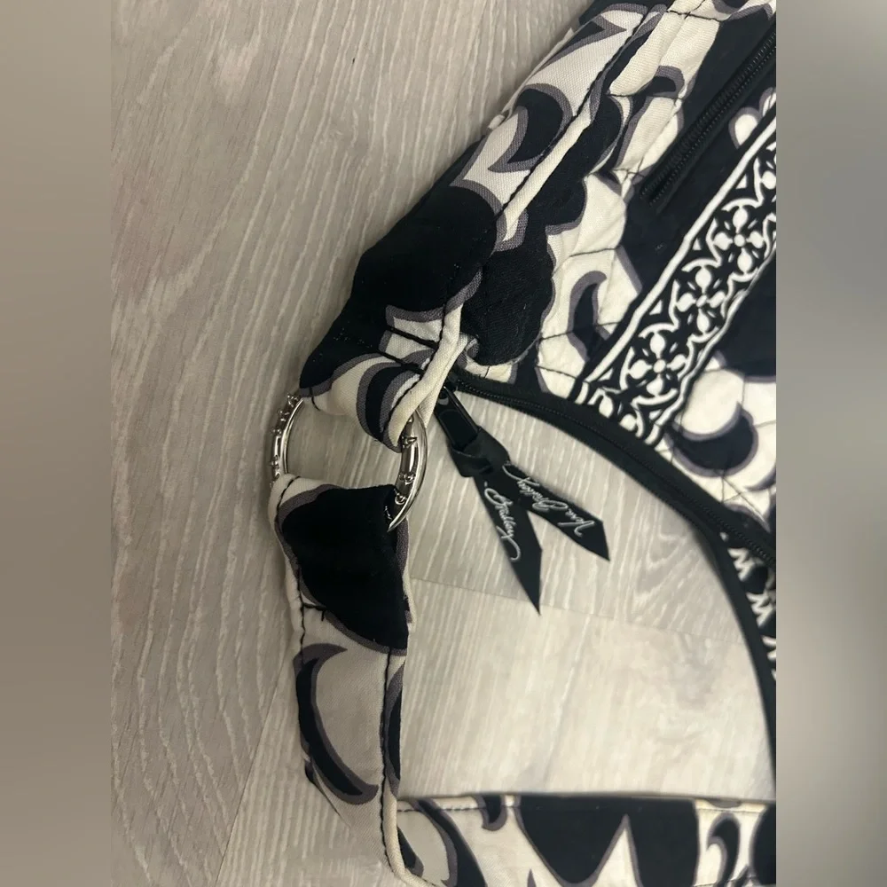 Vera Bradley Night and Day Floral Black and White Quilted Shoulder Bag - Picture 3 of 4